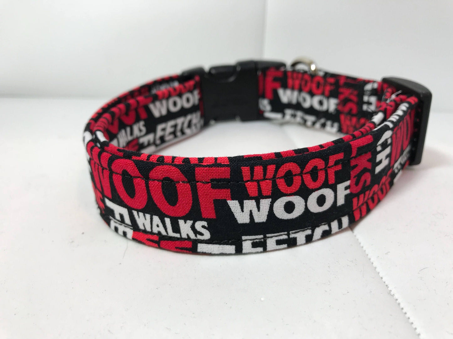 Dog Collar, dog collar boy, martingale collar, adjustable collar, buckle dog collar, dog print, woof, fetch, walk, tie dye, red and black