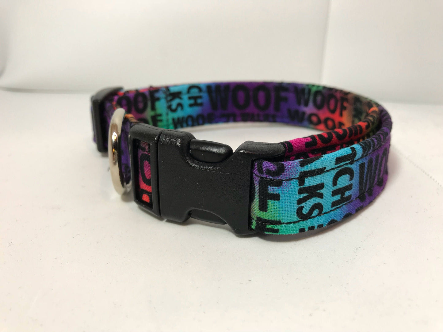 Dog Collar, dog collar boy, martingale collar, adjustable collar, buckle dog collar, dog print, woof, fetch, walk, tie dye, red and black