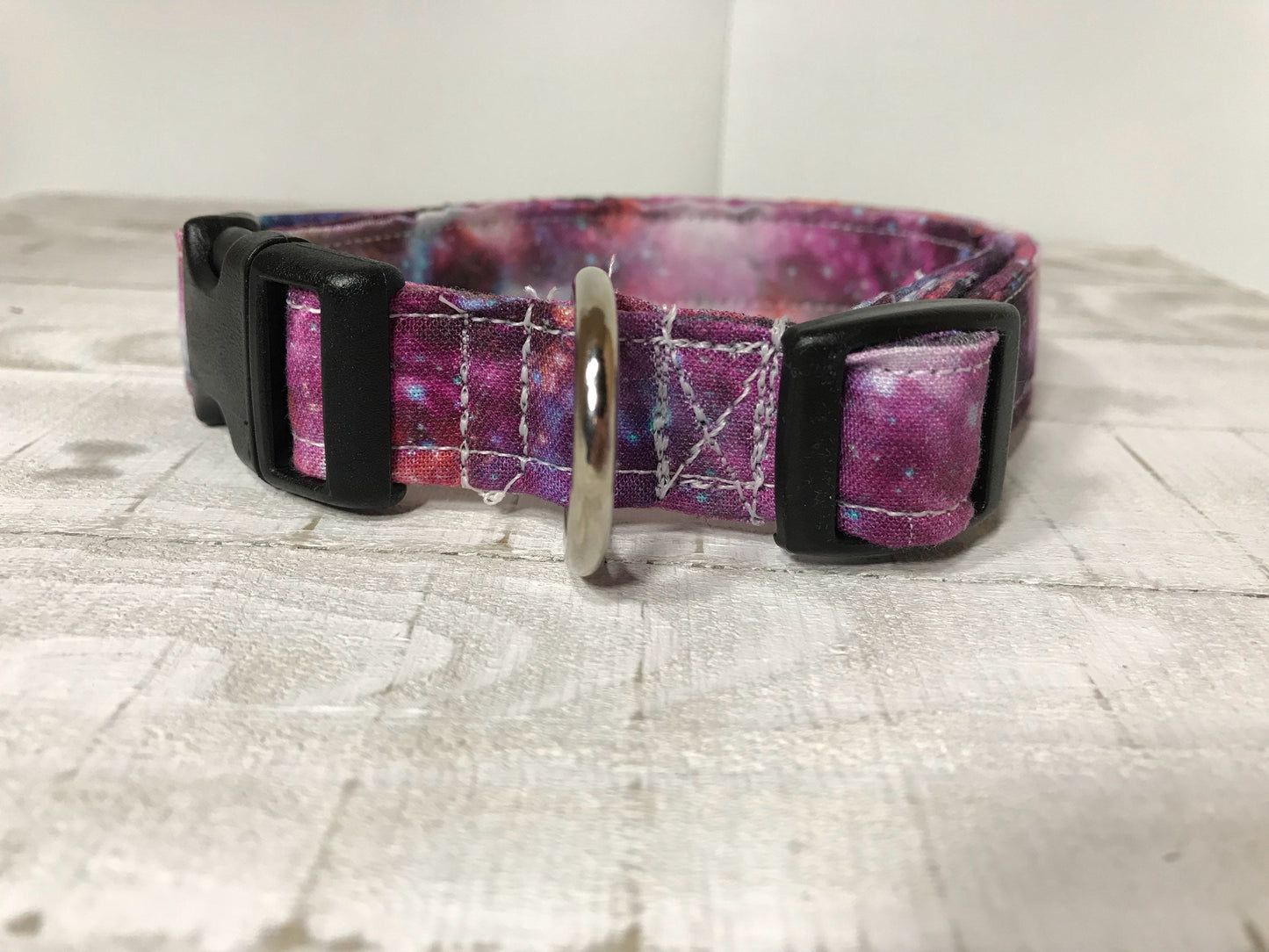 Galaxy dog collar, bright galaxy, girl dog collar, boy dog collar, purple, celestial, universe, side release, adjustable, washable collar