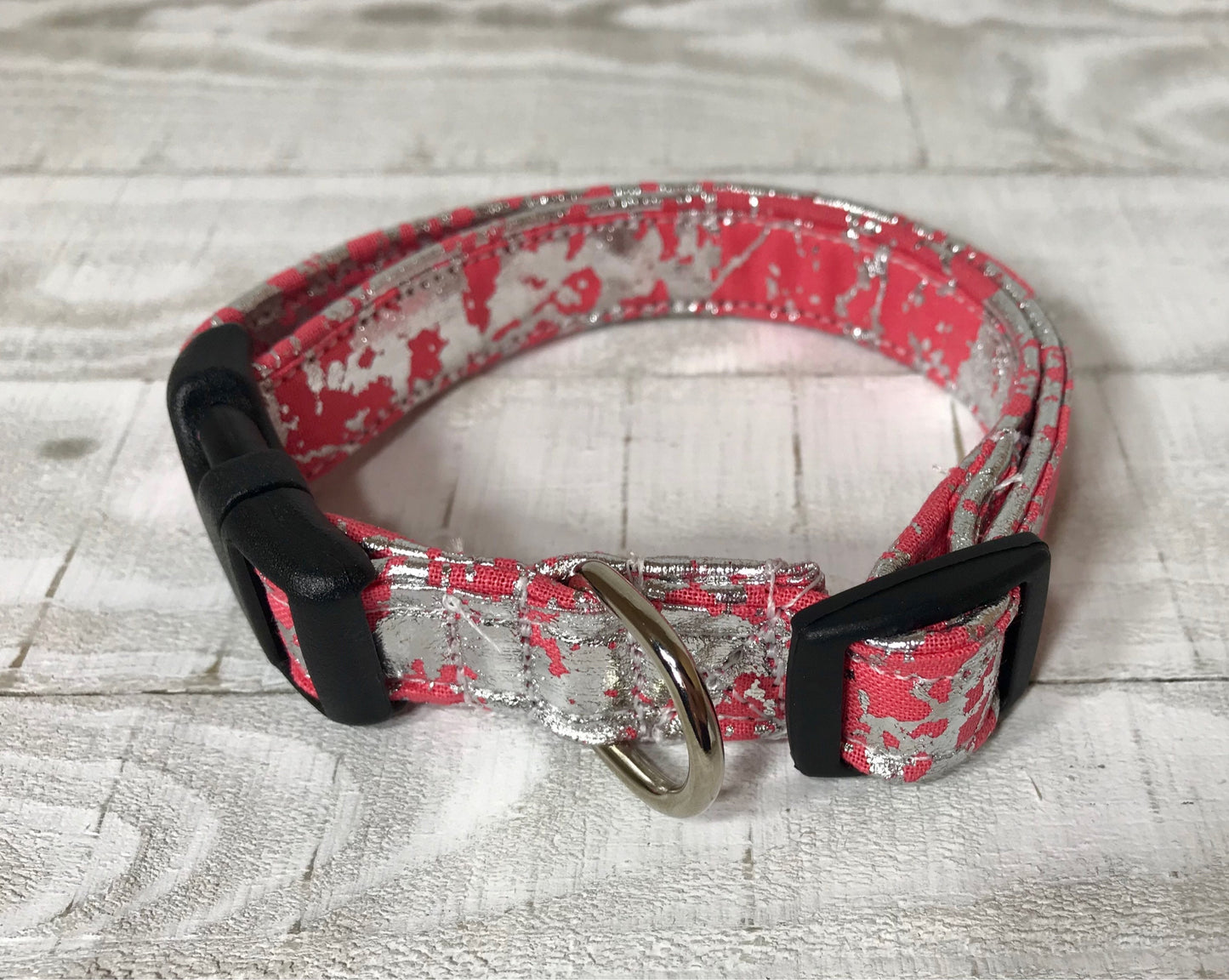 Dog Collar, girl dog collar, boy dog collar, silver foiled dog collar, adjustable collar, buckle dog collar, silver foil, pink, purple, blue