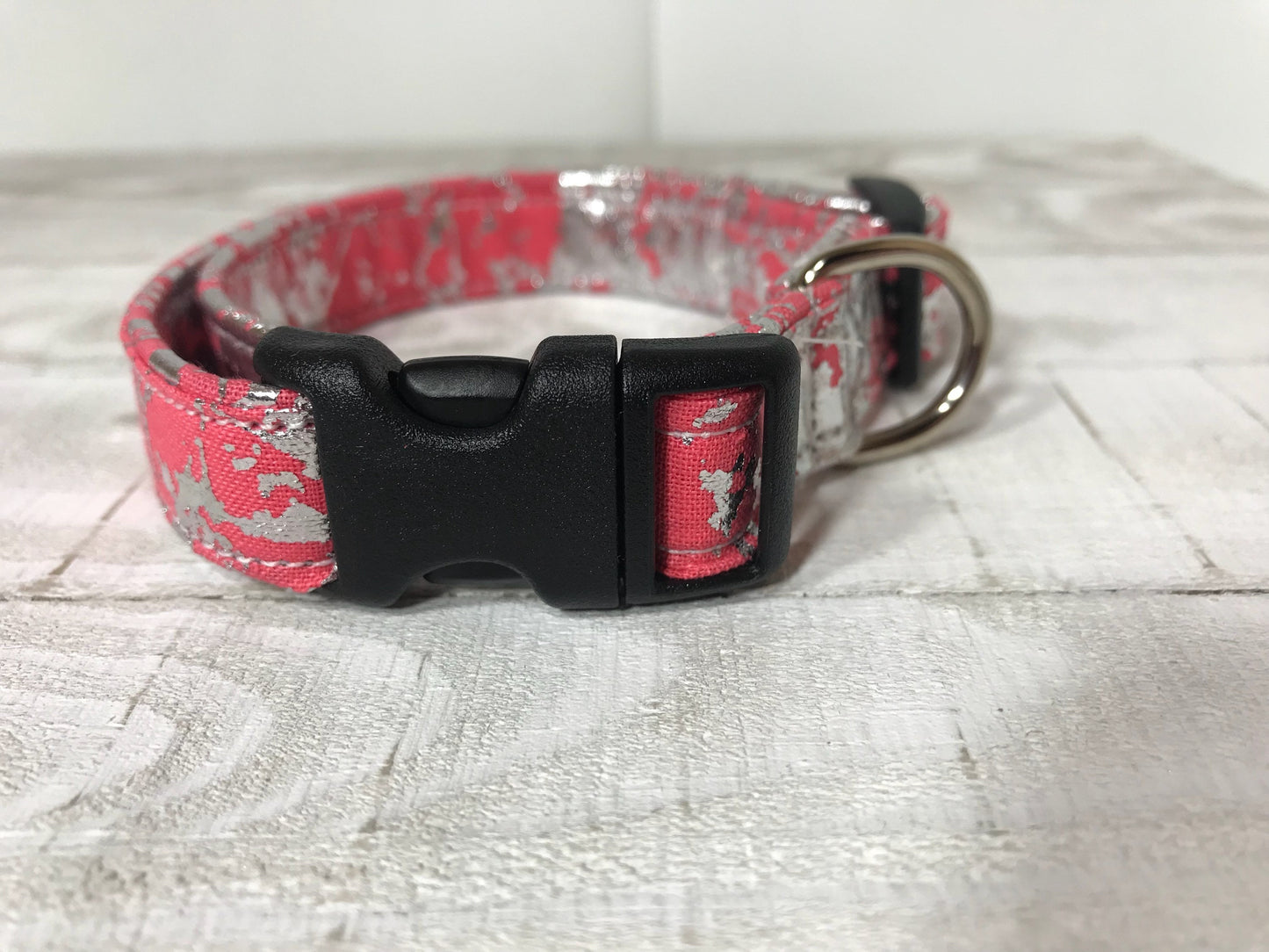 Dog Collar, girl dog collar, boy dog collar, silver foiled dog collar, adjustable collar, buckle dog collar, silver foil, pink, purple, blue
