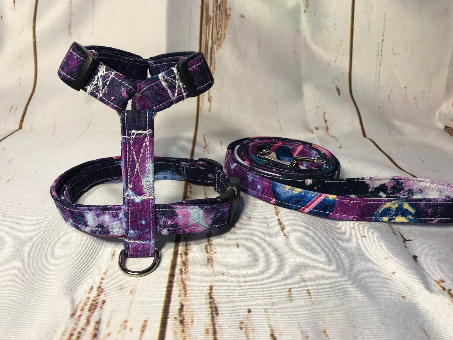 Dog harness, Harness and leash, step in harness, standard harness, dog harness set, dog harness galaxy, purple galaxy, galaxy, sparkles