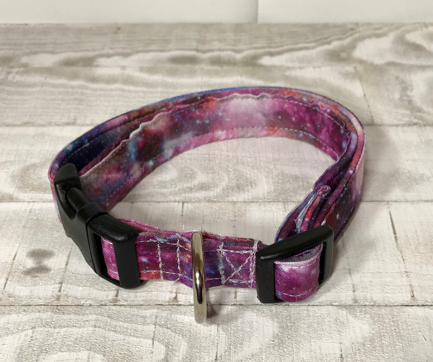Galaxy dog collar, bright galaxy, girl dog collar, boy dog collar, purple, celestial, universe, side release, adjustable, washable collar