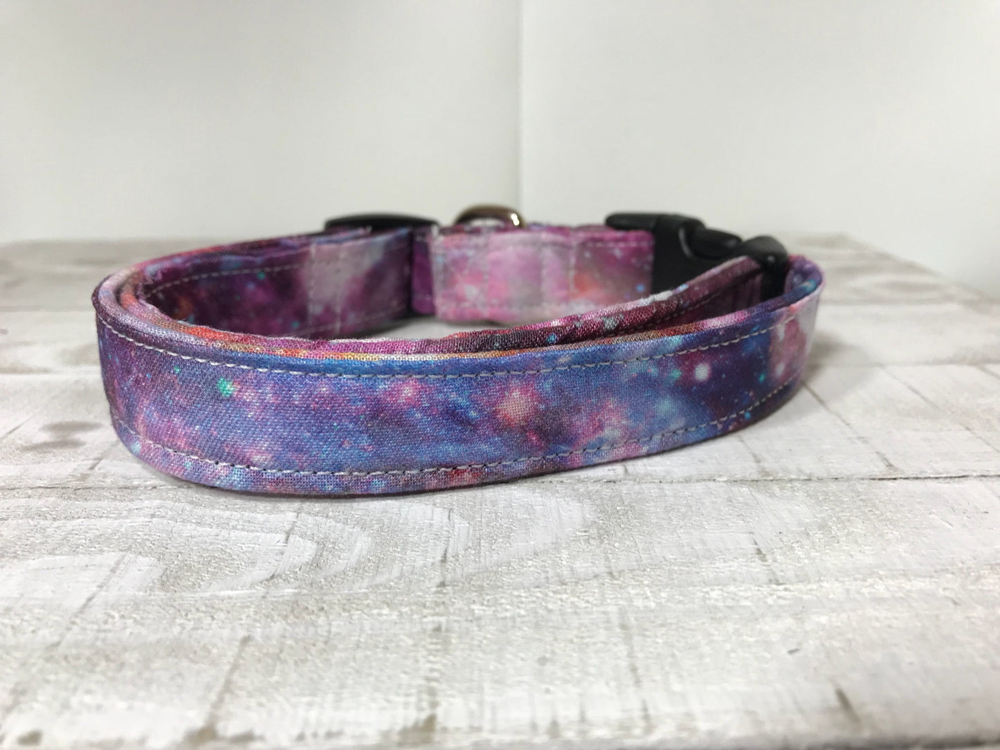 Galaxy dog collar, bright galaxy, girl dog collar, boy dog collar, purple, celestial, universe, side release, adjustable, washable collar