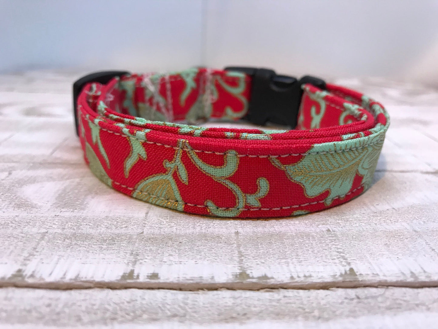 Mint green dog collar, orange dog collar, girl dog collar, side release, adjustable collar, washable dog collar, fabric dog collar, floral
