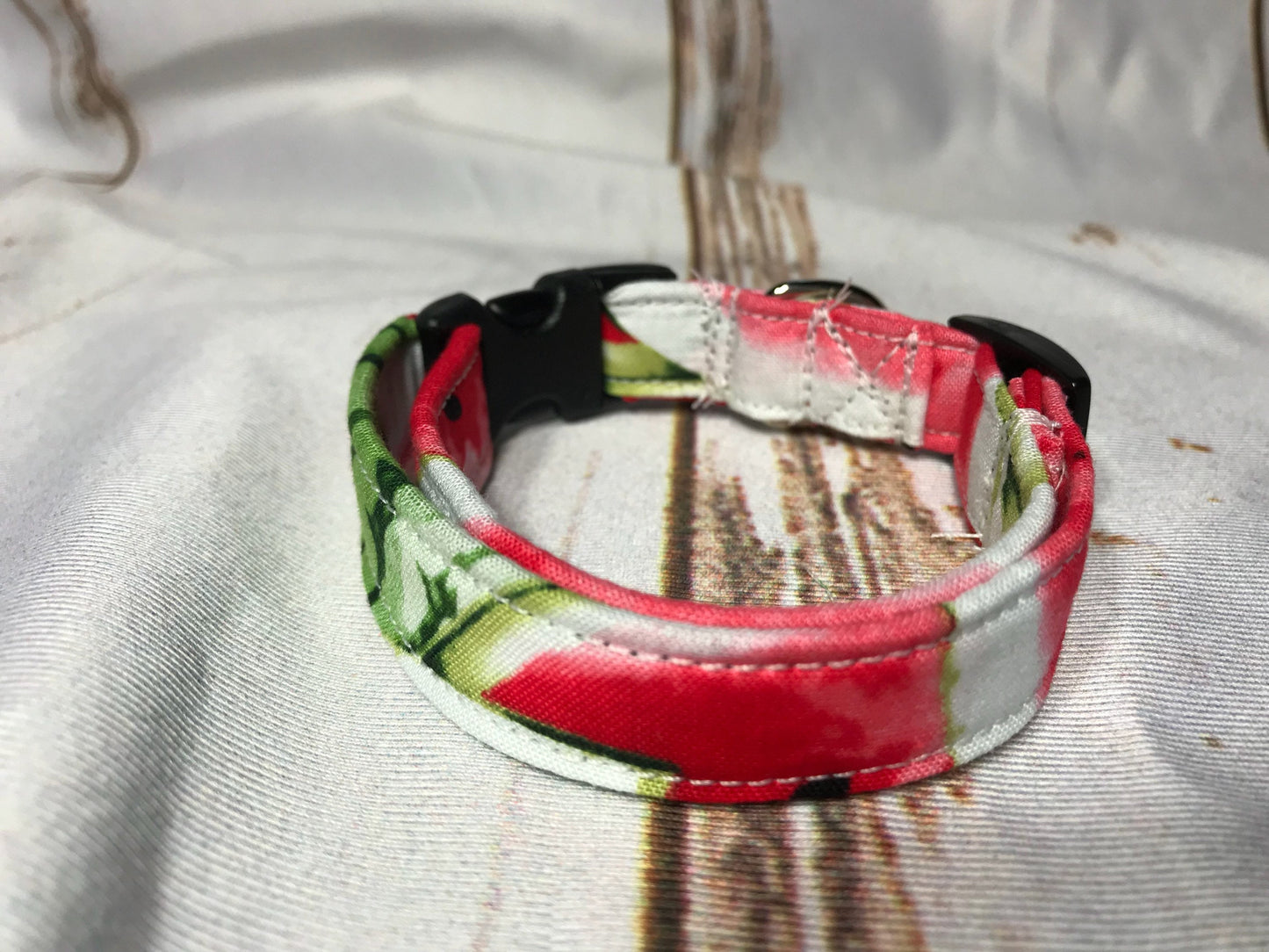 Watermelon dog collar, food dog collar, summer dog collar, washable, side release, adjustable collar, watermelon, girl, dog, collar, red