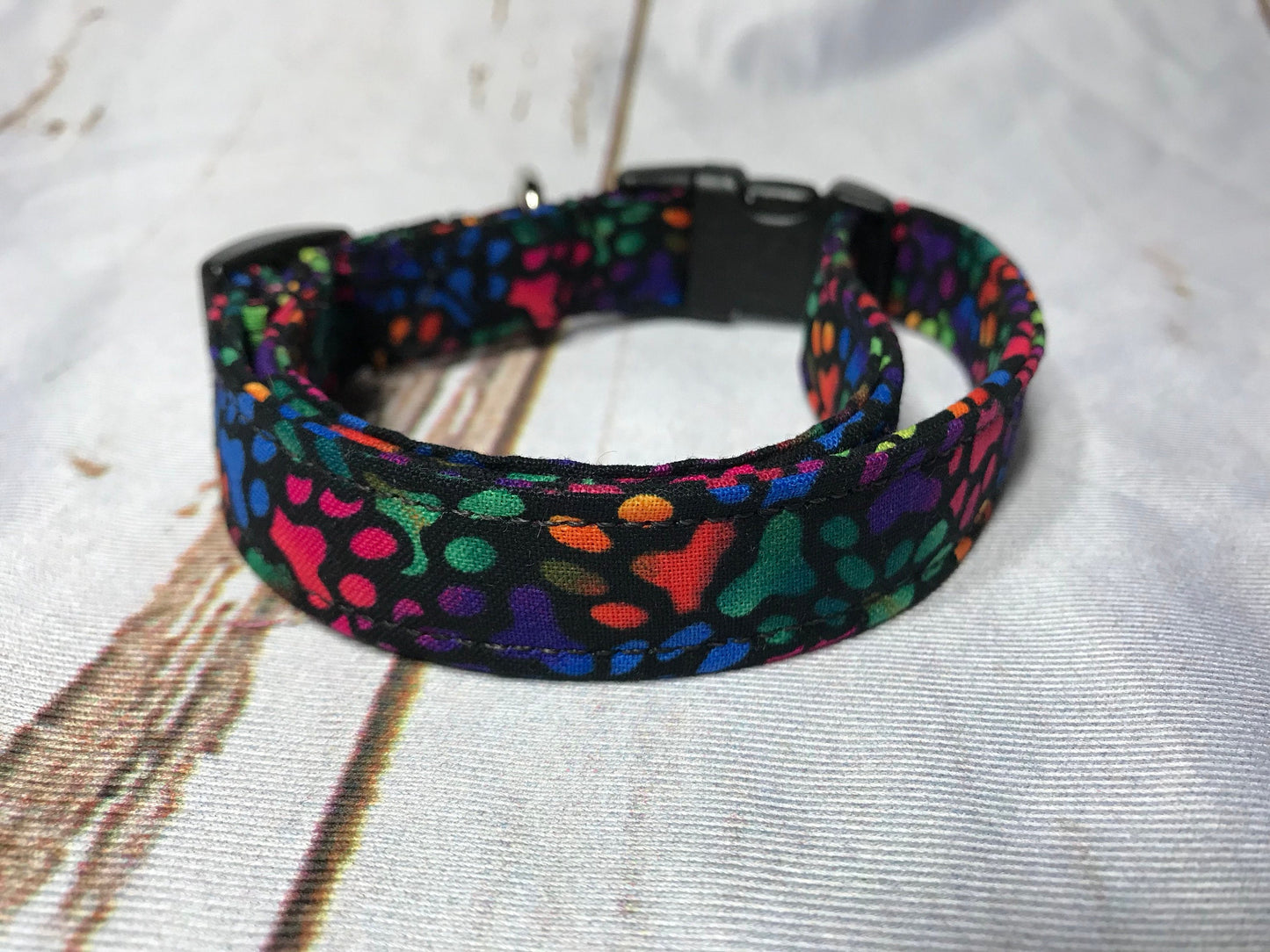 Neon paw print Dog Collar, girl dog collar, boy dog collar, pet collar, martingale, adjustable collar, buckle dog collar, neon paw prints, neon, paw