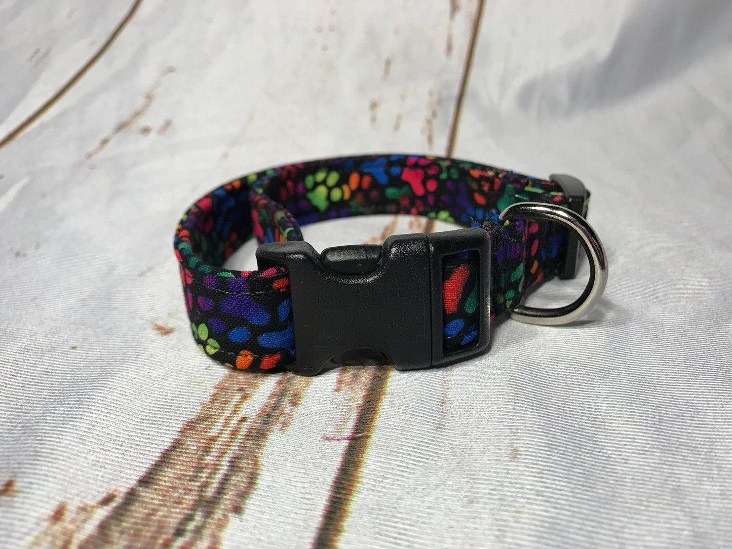 Neon paw print Dog Collar, girl dog collar, boy dog collar, pet collar, martingale, adjustable collar, buckle dog collar, neon paw prints, neon, paw
