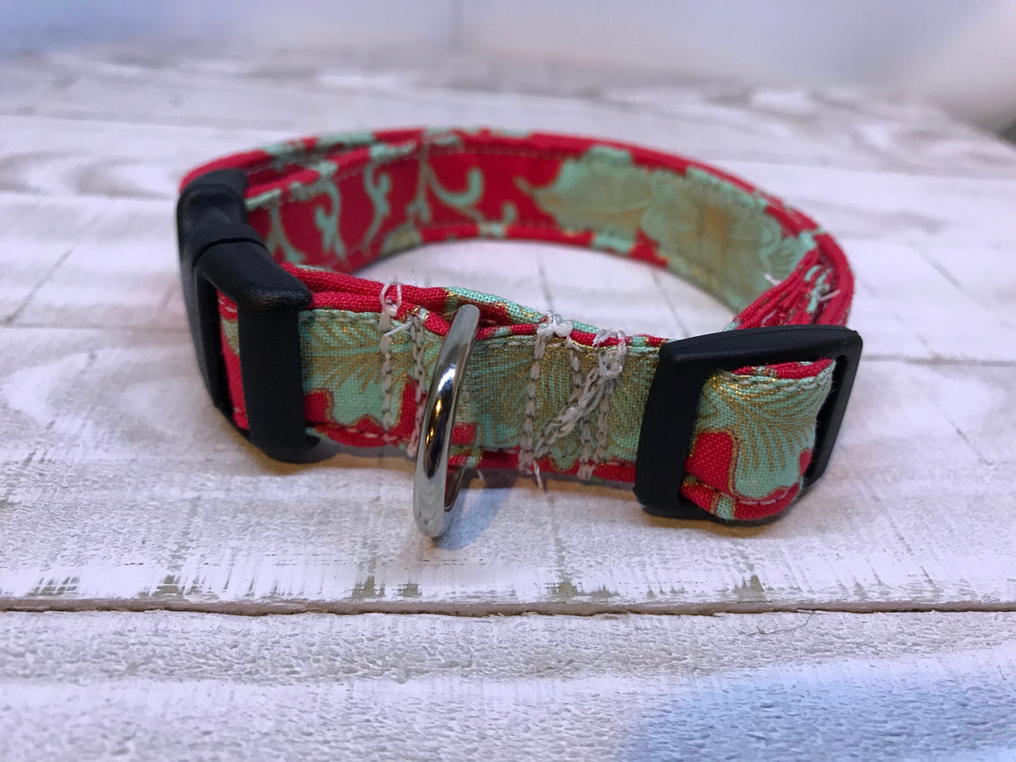 Mint green dog collar, orange dog collar, girl dog collar, side release, adjustable collar, washable dog collar, fabric dog collar, floral