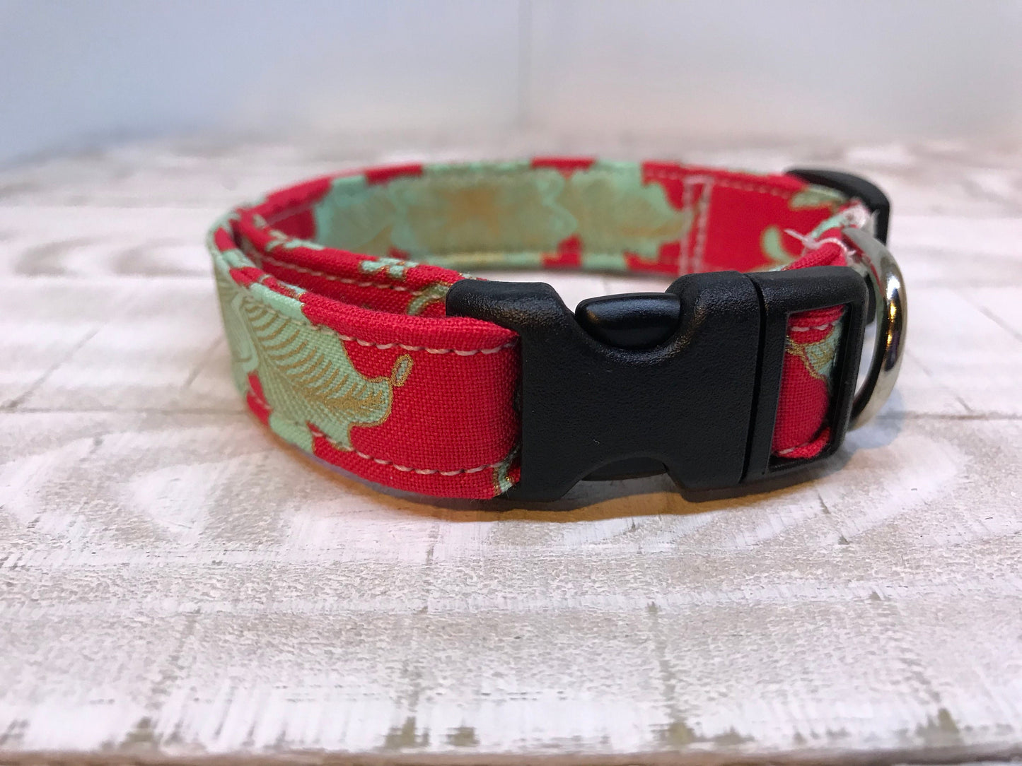 Mint green dog collar, orange dog collar, girl dog collar, side release, adjustable collar, washable dog collar, fabric dog collar, floral