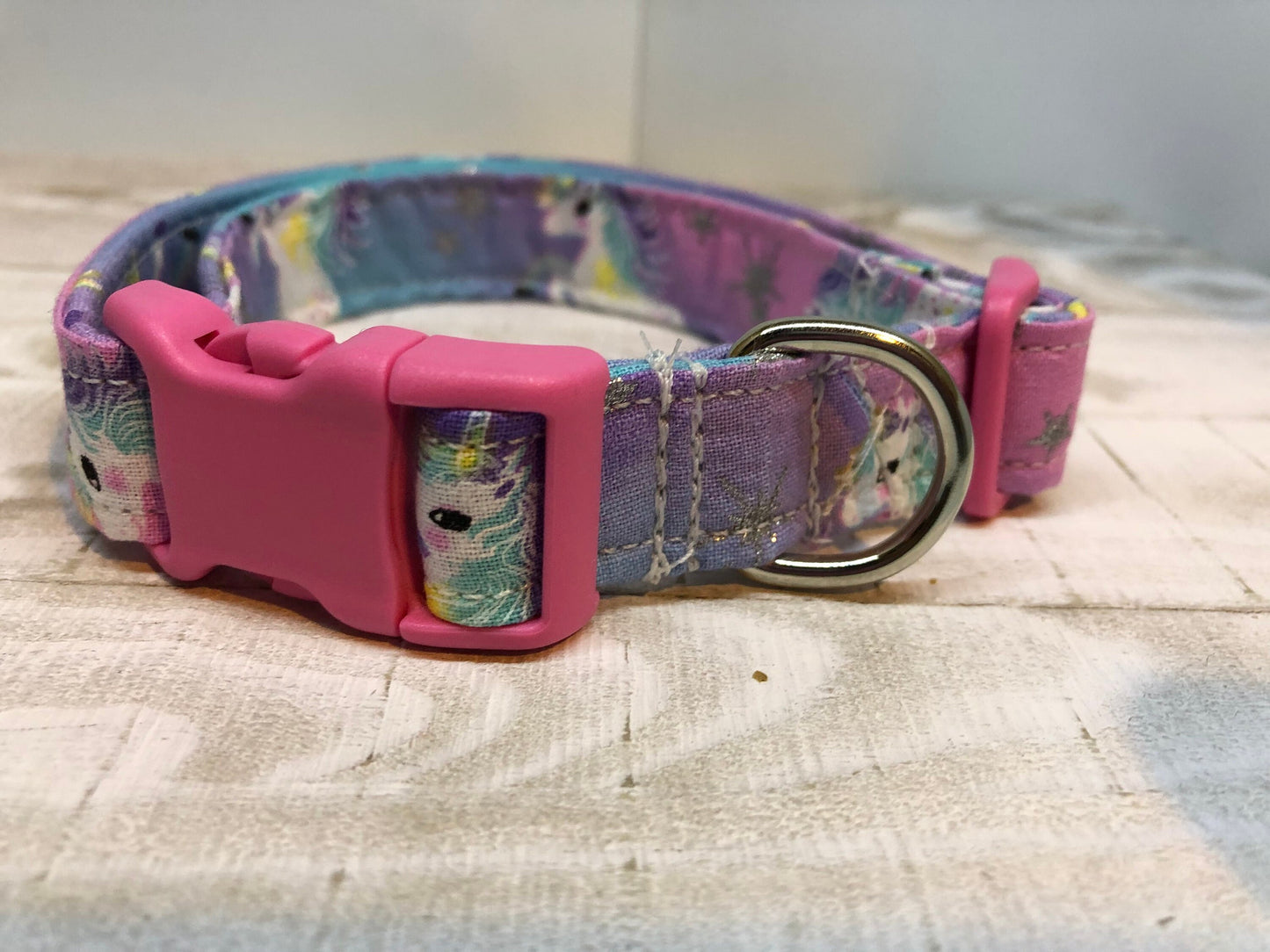 Unicorn dog collar, side release dog collar, adjustable dog collar, pink, purple, washable, fabric dog collar, girl dog collar, unicorns
