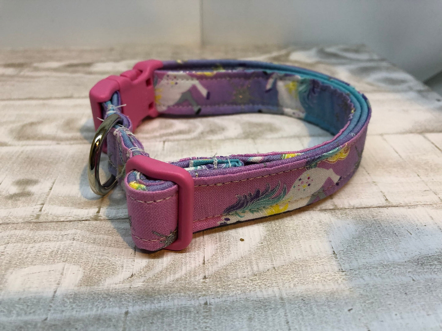 Unicorn dog collar, side release dog collar, adjustable dog collar, pink, purple, washable, fabric dog collar, girl dog collar, unicorns