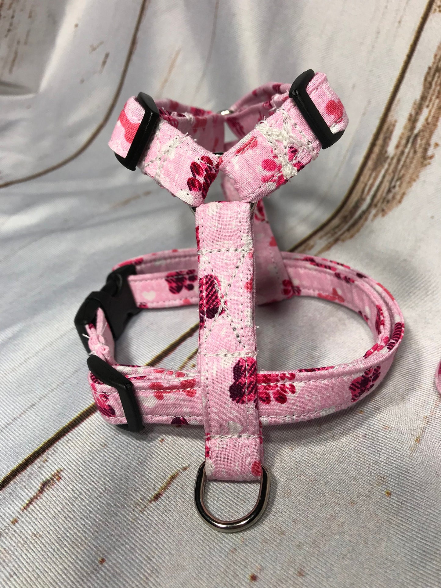 Dog harness, Harness and leash, step in harness, standard harness, dog halter, dog harness set, dog harness girl, pink, plaid, paws, hearts