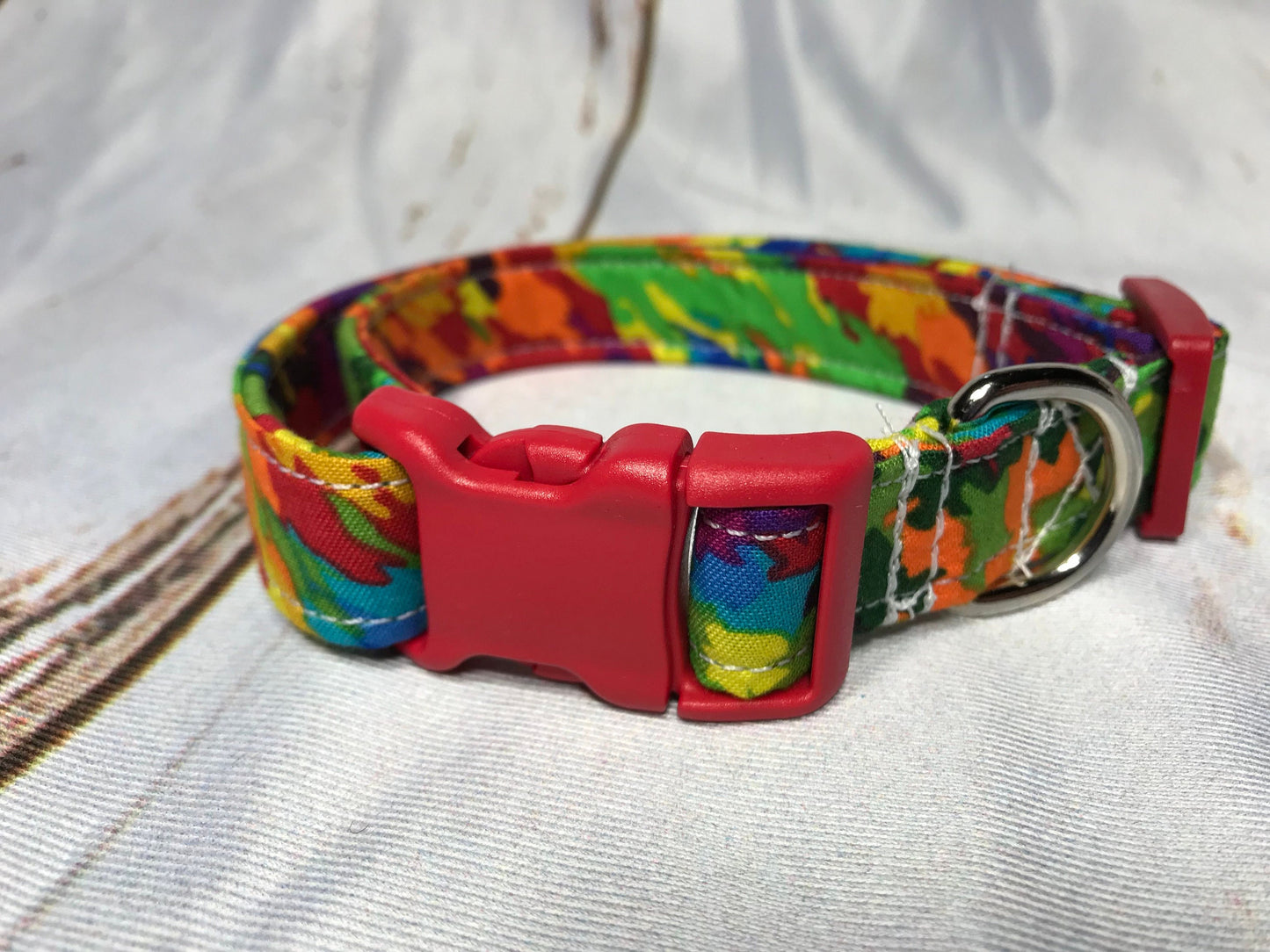 Dog Collar, girl dog collar, boy dog collar, rainbow camo collar, adjustable collar, buckle dog collar, rainbow, paint splatter, camouflage