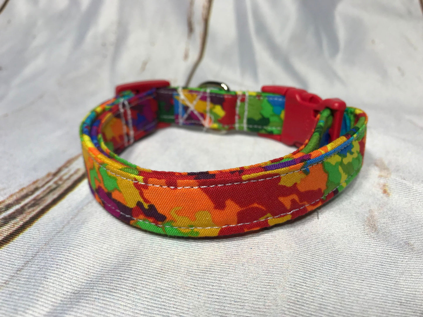 Dog Collar, girl dog collar, boy dog collar, rainbow camo collar, adjustable collar, buckle dog collar, rainbow, paint splatter, camouflage
