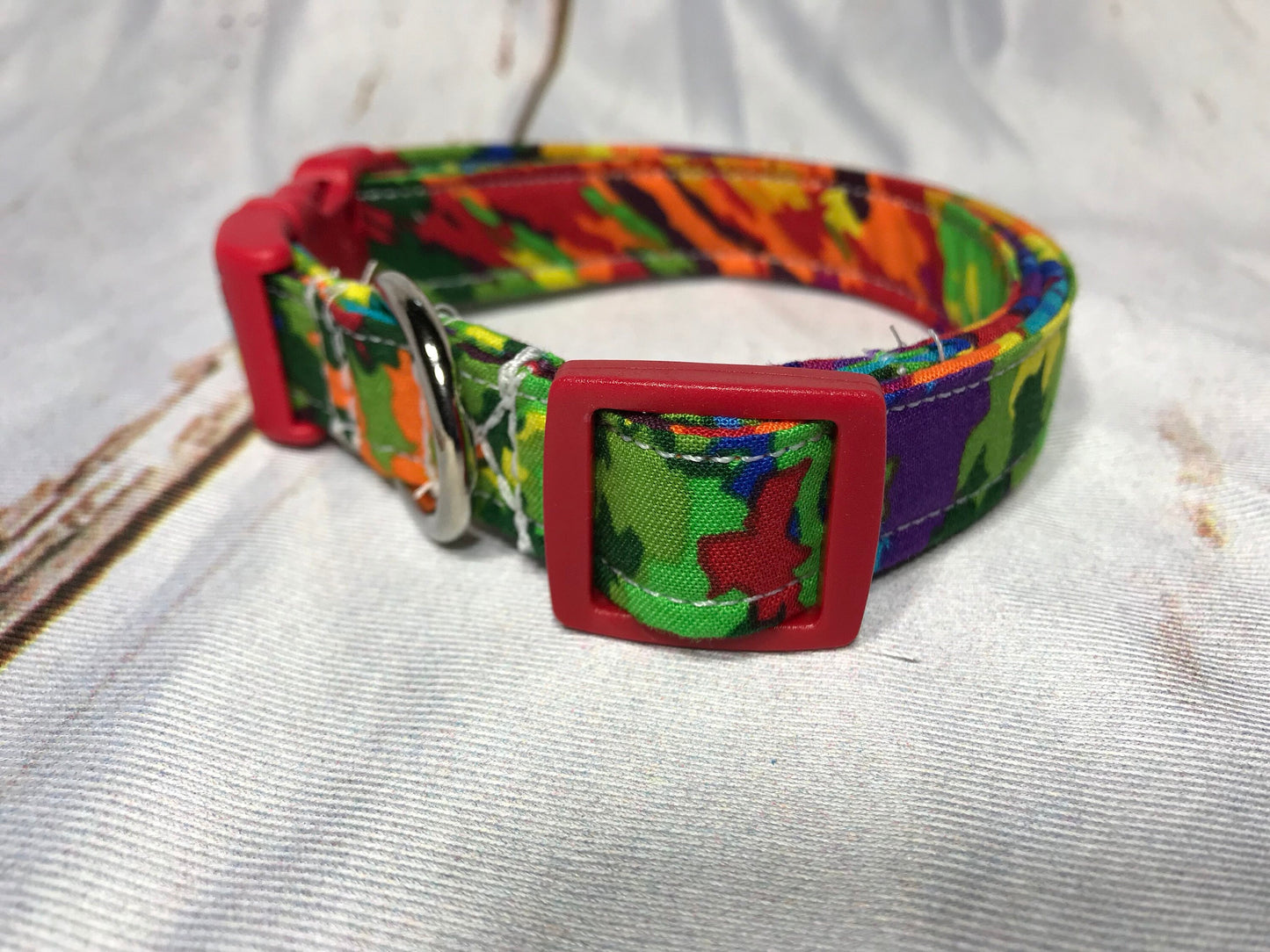 Dog Collar, girl dog collar, boy dog collar, rainbow camo collar, adjustable collar, buckle dog collar, rainbow, paint splatter, camouflage