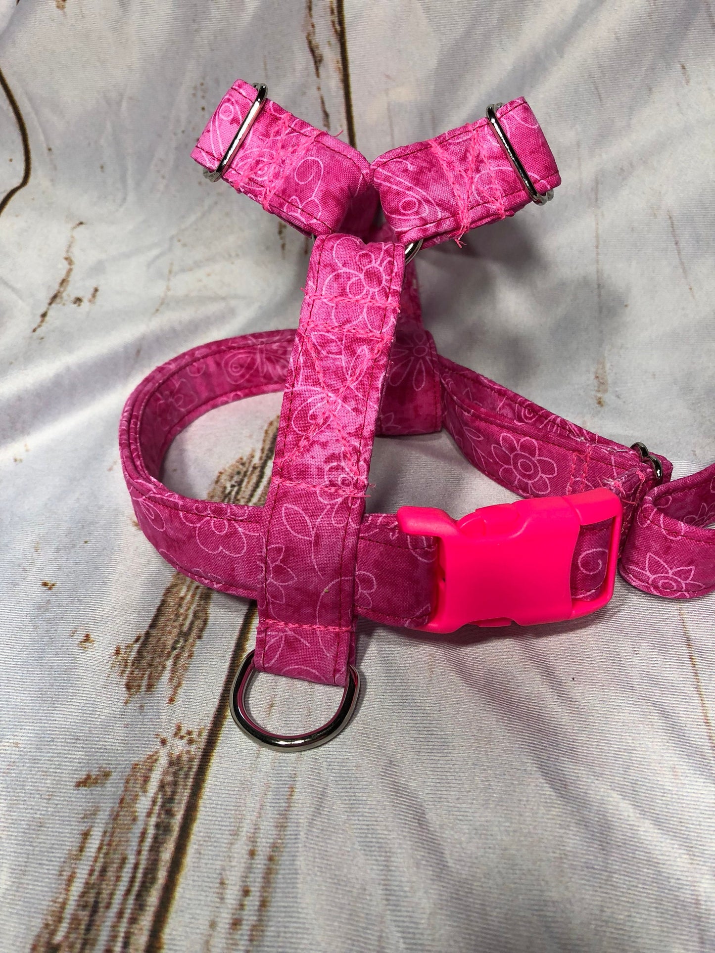 Dog harness, Harness and leash, step in harness, standard harness, dog harness set, adjustable, pink harness, pink floral, pink thread