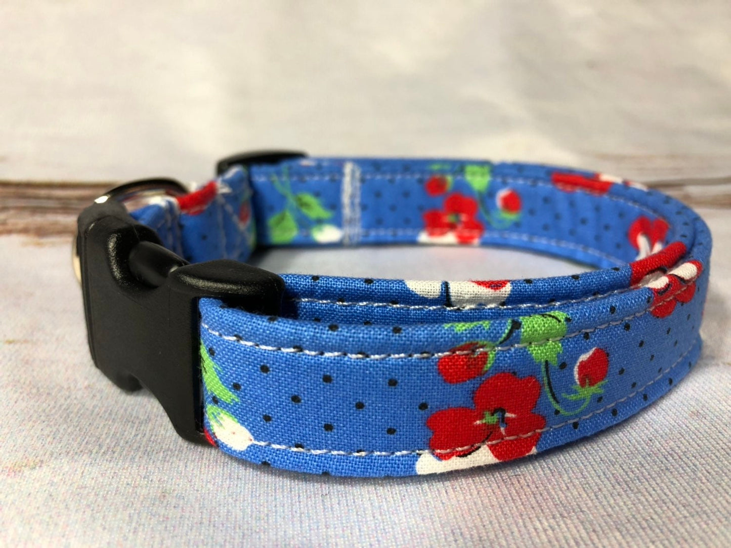 Dog Collar, girl dog collar, floral dog collar, adjustable collar, martingale, buckle dog collar, female, blue, polka dot, red, floral print