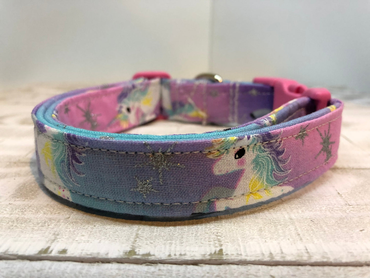 Unicorn dog collar, side release dog collar, adjustable dog collar, pink, purple, washable, fabric dog collar, girl dog collar, unicorns