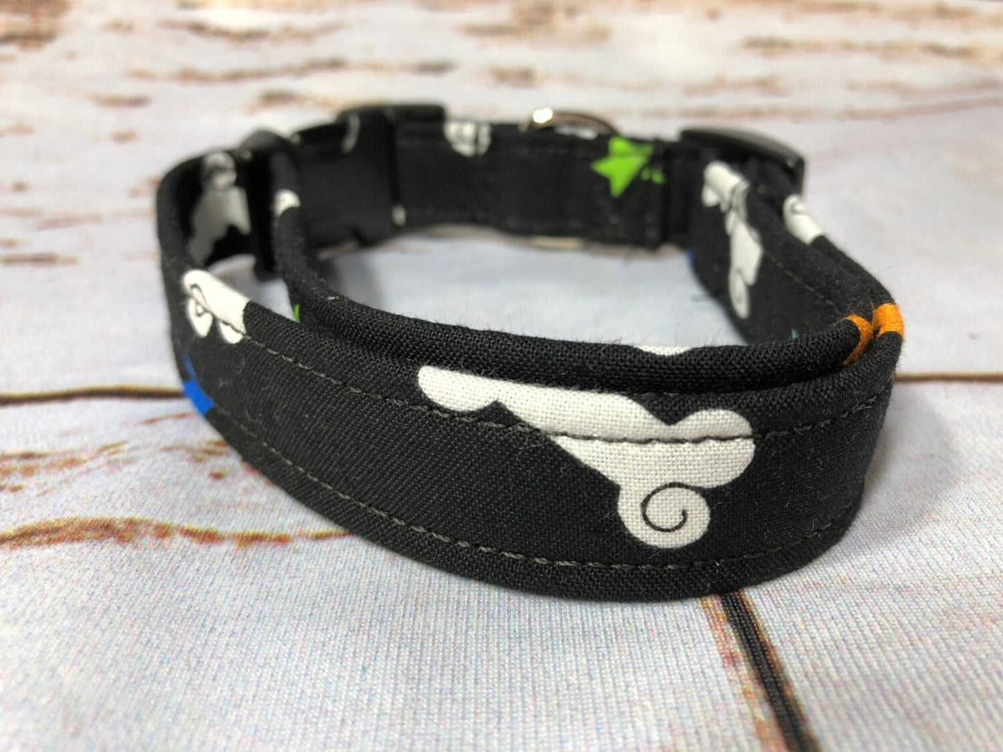 Dog Collar, boy dog collar, girl dog collar, martingale collar, adjustable collar, Buckle dog collar, bones, stars, black collar, adjustable