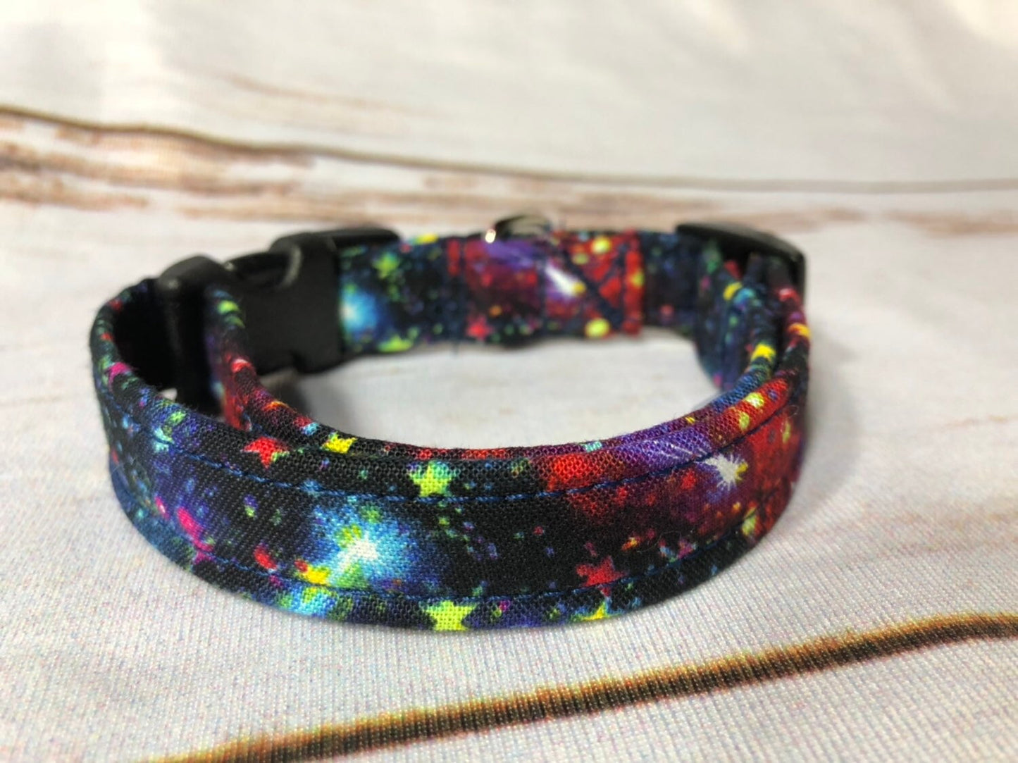 Galaxy dog collar, celestial dog collar, adjustable collar, washable collar, fabric dog collar, side release, eco friendly, girl, boy, stars