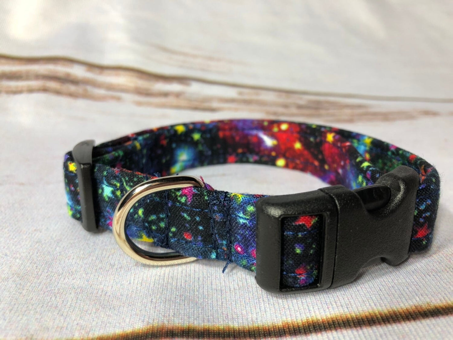 Galaxy dog collar, celestial dog collar, adjustable collar, washable collar, fabric dog collar, side release, eco friendly, girl, boy, stars