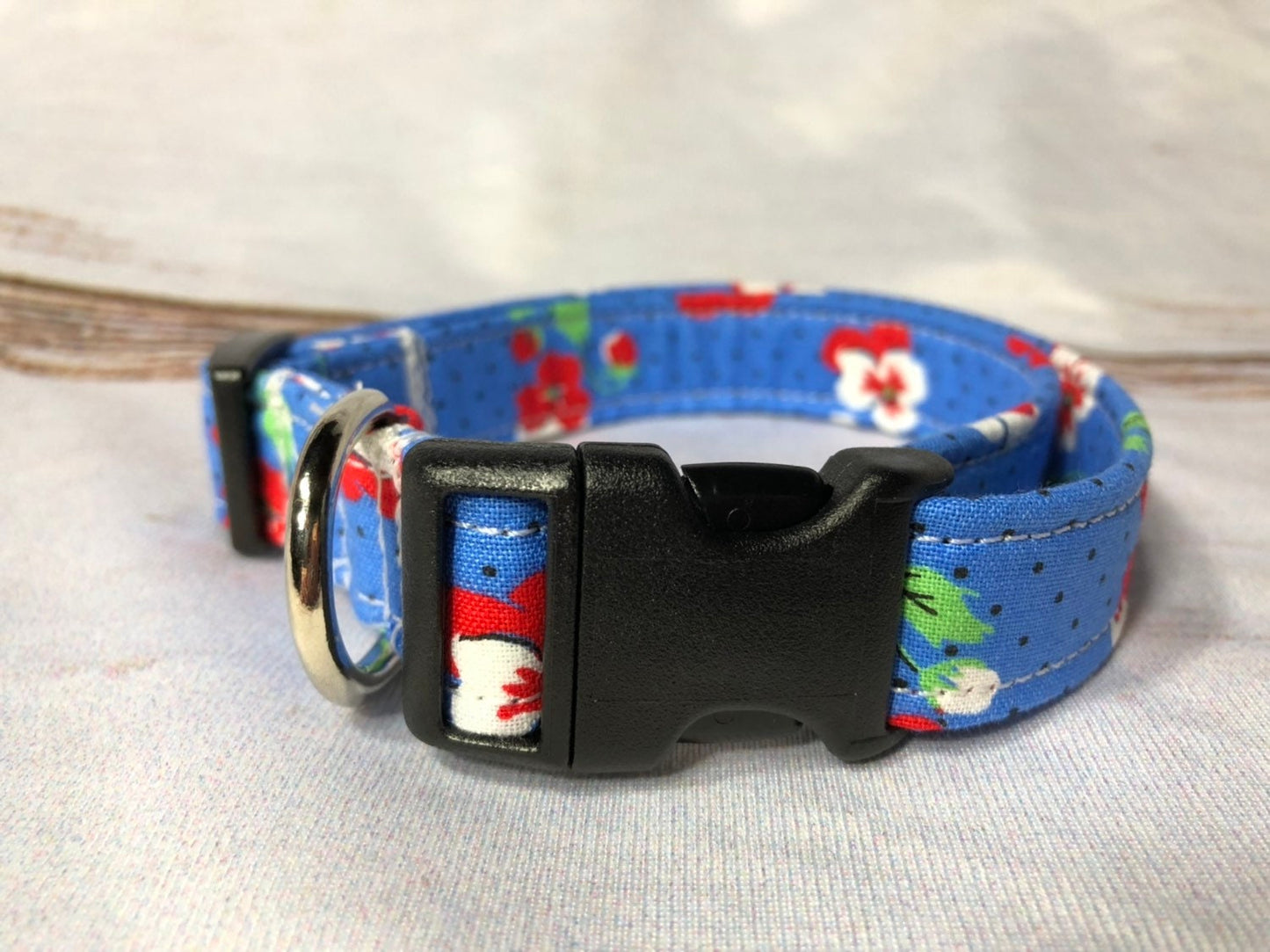 Dog Collar, girl dog collar, floral dog collar, adjustable collar, martingale, buckle dog collar, female, blue, polka dot, red, floral print