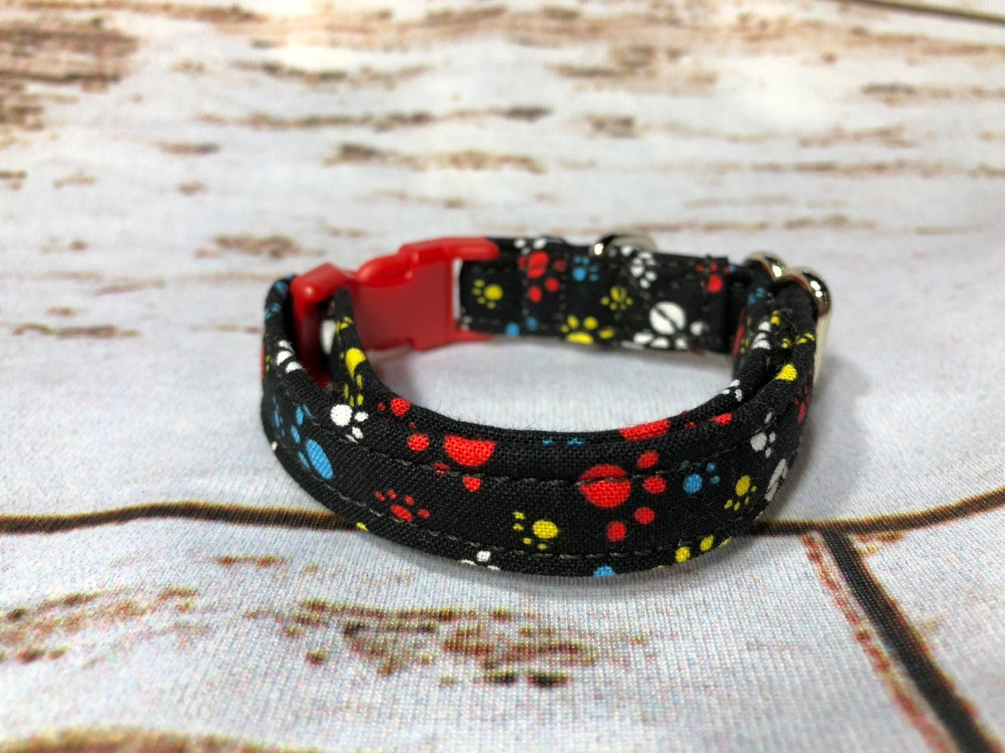 Dog Collar, boy dog collar, girl dog collar, martingale collar, adjustable collar, buckle dog collar, colorful paws, black collar, dog