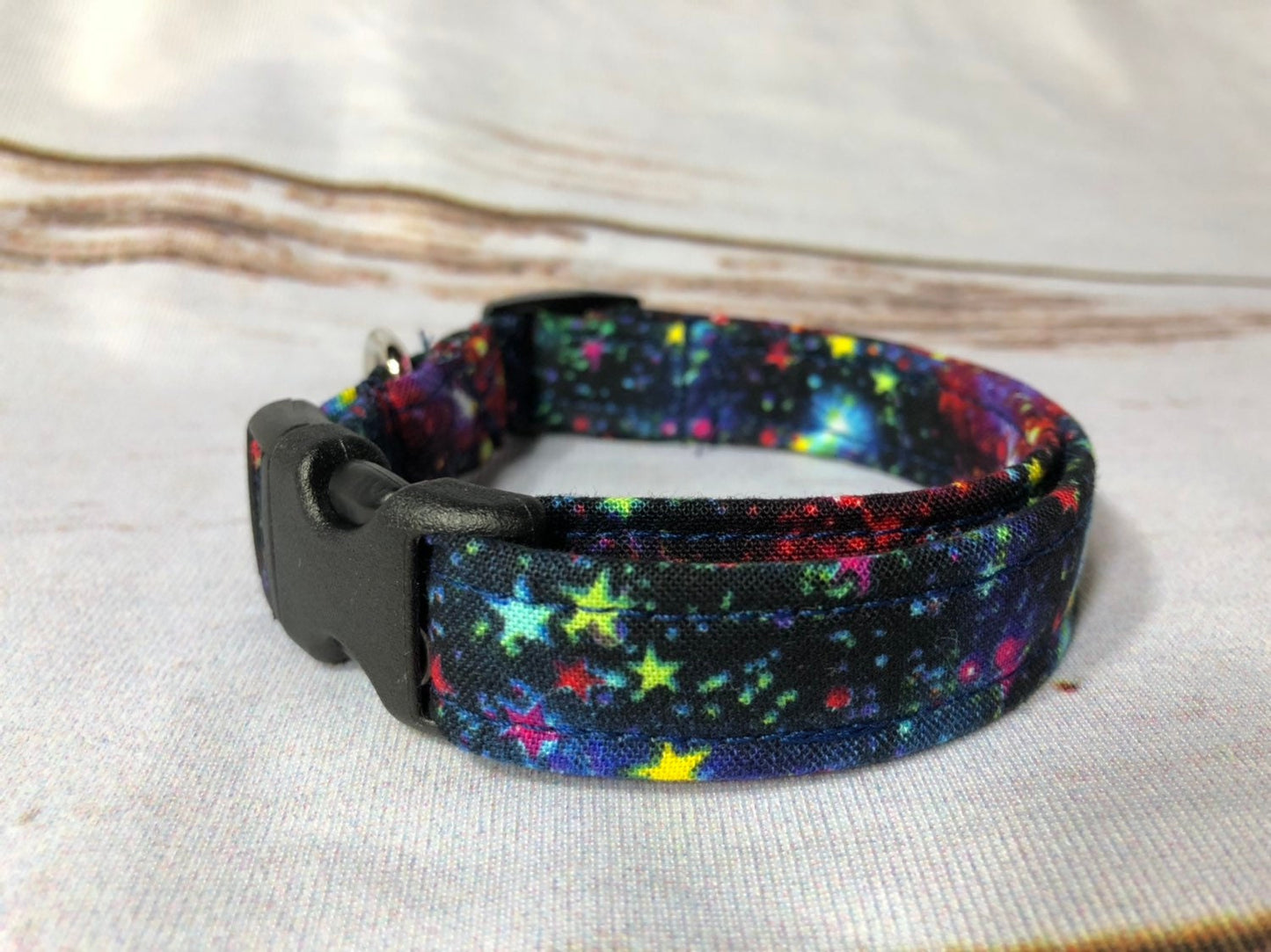Galaxy dog collar, celestial dog collar, adjustable collar, washable collar, fabric dog collar, side release, eco friendly, girl, boy, stars
