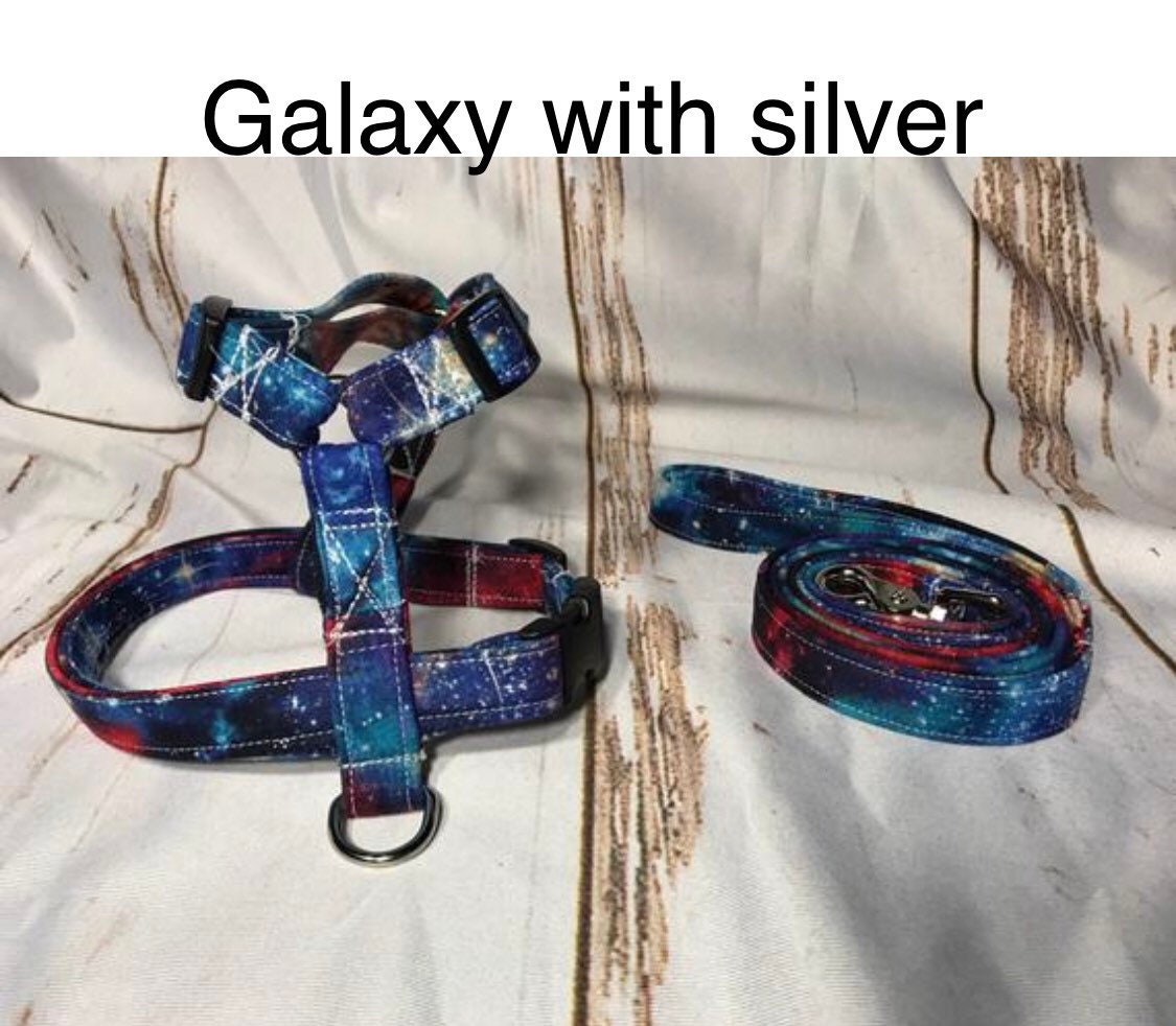 Dog harness, Harness and leash, step in harness, standard harness, dog halter, dog harness set, galaxy, galaxy print, universe, space