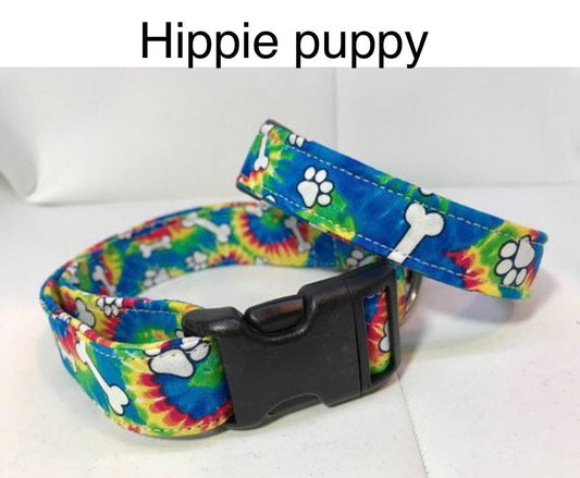 Dog Collar, dog collar boy, tie dye dog collar collar, fabric, adjustable collar, buckle dog collar, tie dye, bones, paws, hippy, tie dye print