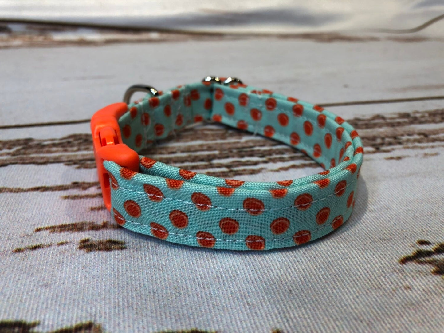 Dog Collar, dog collar girl, martingale collar, adjustable collar, buckle dog collar, mint green, orange, dots, polka dots, nylon collar