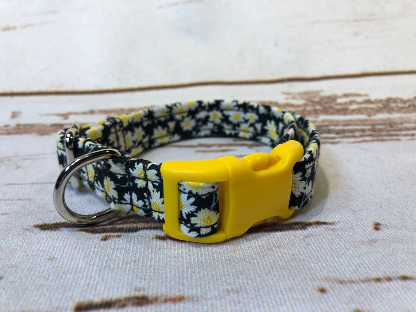 Dog Collar, dog colla girl, martingale collar, adjustable collar, nylon collar, buckle dog collar, daisy dog collar, daisy, daisies on black