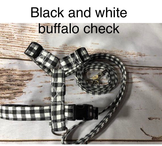 Dog harness, Harness leash set, matching leash, step in harness, standard harness, plaid dog harness, buffalo plaid harness, buffalo check,