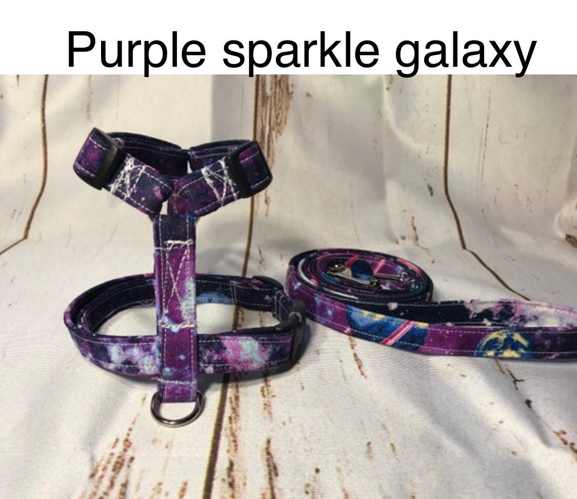 Dog harness, Harness and leash, step in harness, standard harness, dog harness set, dog harness galaxy, purple galaxy, galaxy, sparkles