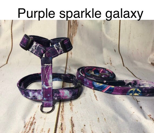 Dog harness, Harness and leash, step in harness, standard harness, dog harness set, dog harness galaxy, purple galaxy, galaxy, sparkles