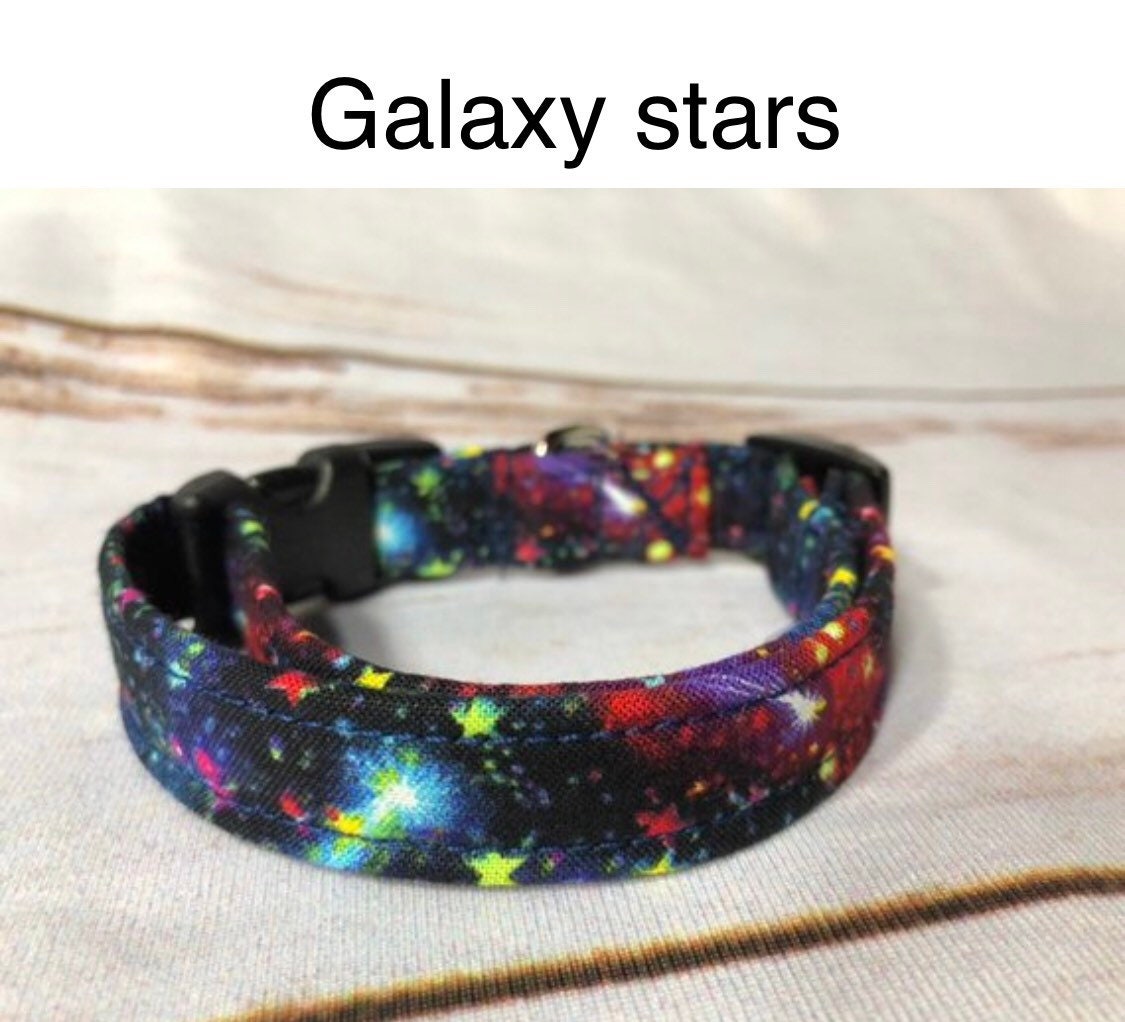 Galaxy dog collar, celestial dog collar, adjustable collar, washable collar, fabric dog collar, side release, eco friendly, girl, boy, stars
