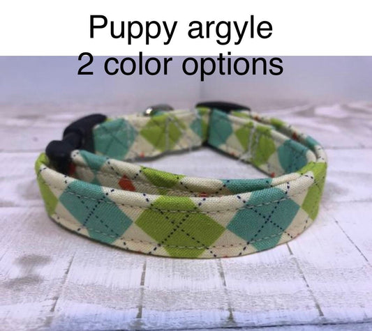Dog Collar, boy dog collar, martingale collar, martingale, adjustable collar, buckle dog collar, argyle, cream, brown, plaid, argyle collar