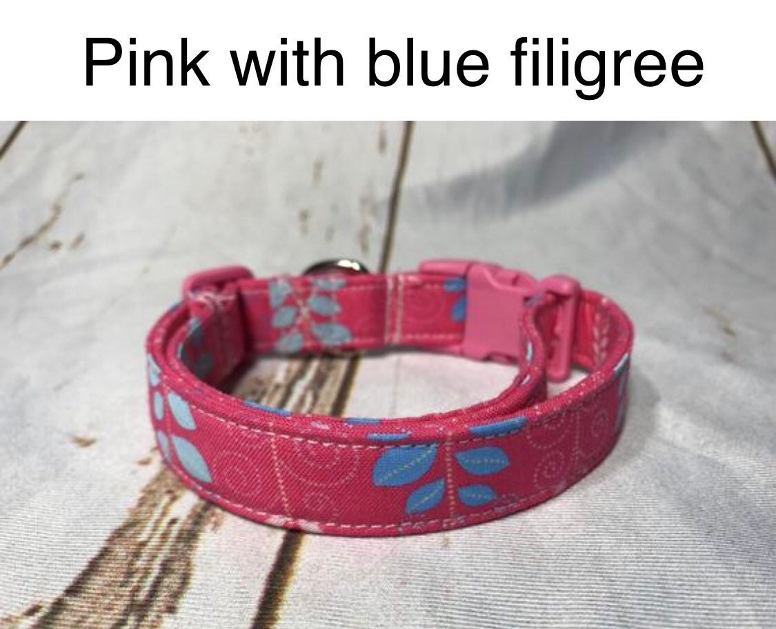 Dog Collar, girl dog collar, pink dog collar, martingale, adjustable collar, buckle dog collar, pink dog collar, floral, pink, fillagree