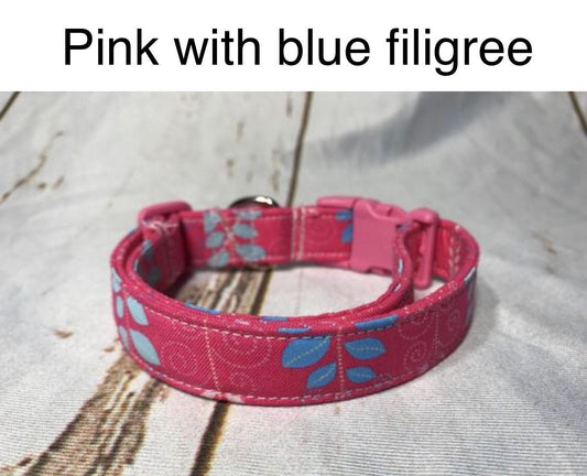 Dog Collar, girl dog collar, pink dog collar, martingale, adjustable collar, buckle dog collar, pink dog collar, floral, pink, fillagree