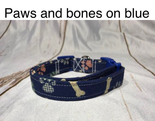 Bone dog collar, blue dog collar, dog collar boy, bones, blue bones, adjustable, washable, eco friendly collar, dog collar for boy, male