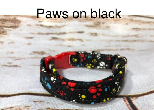 Dog Collar, boy dog collar, girl dog collar, martingale collar, adjustable collar, buckle dog collar, colorful paws, black collar, dog