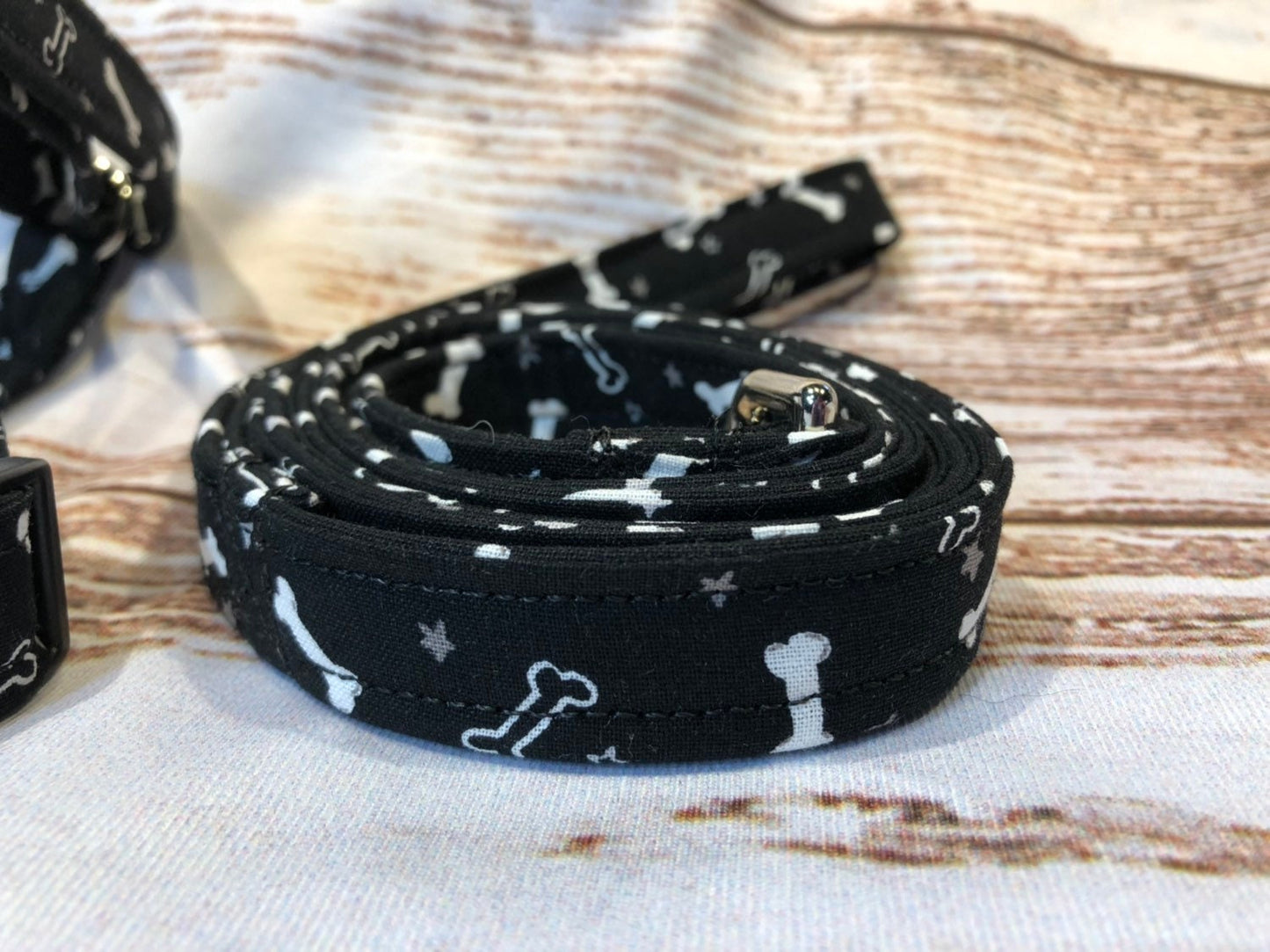 Dog harness, Harness and leash, step in harness, standard harness, boy dog harness, adjustable, dog harness set, black, bones, bone, stars