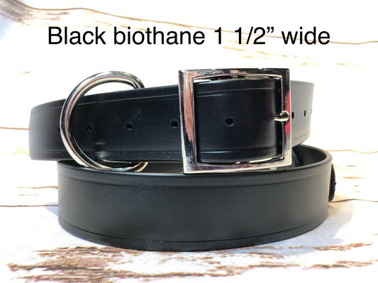Biothane dog collar, black dog collar, dog collar, buckle dog collar, waterproof collar, wide dog collar, vegan leather collar, black