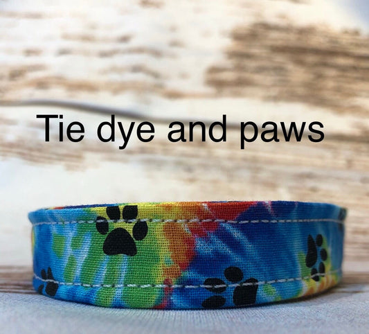 Dog Collar, dog collar boy, tie dye collar, fabric, adjustable collar, buckle dog collar, tie dye, bones, paws, hippy, tie dye print