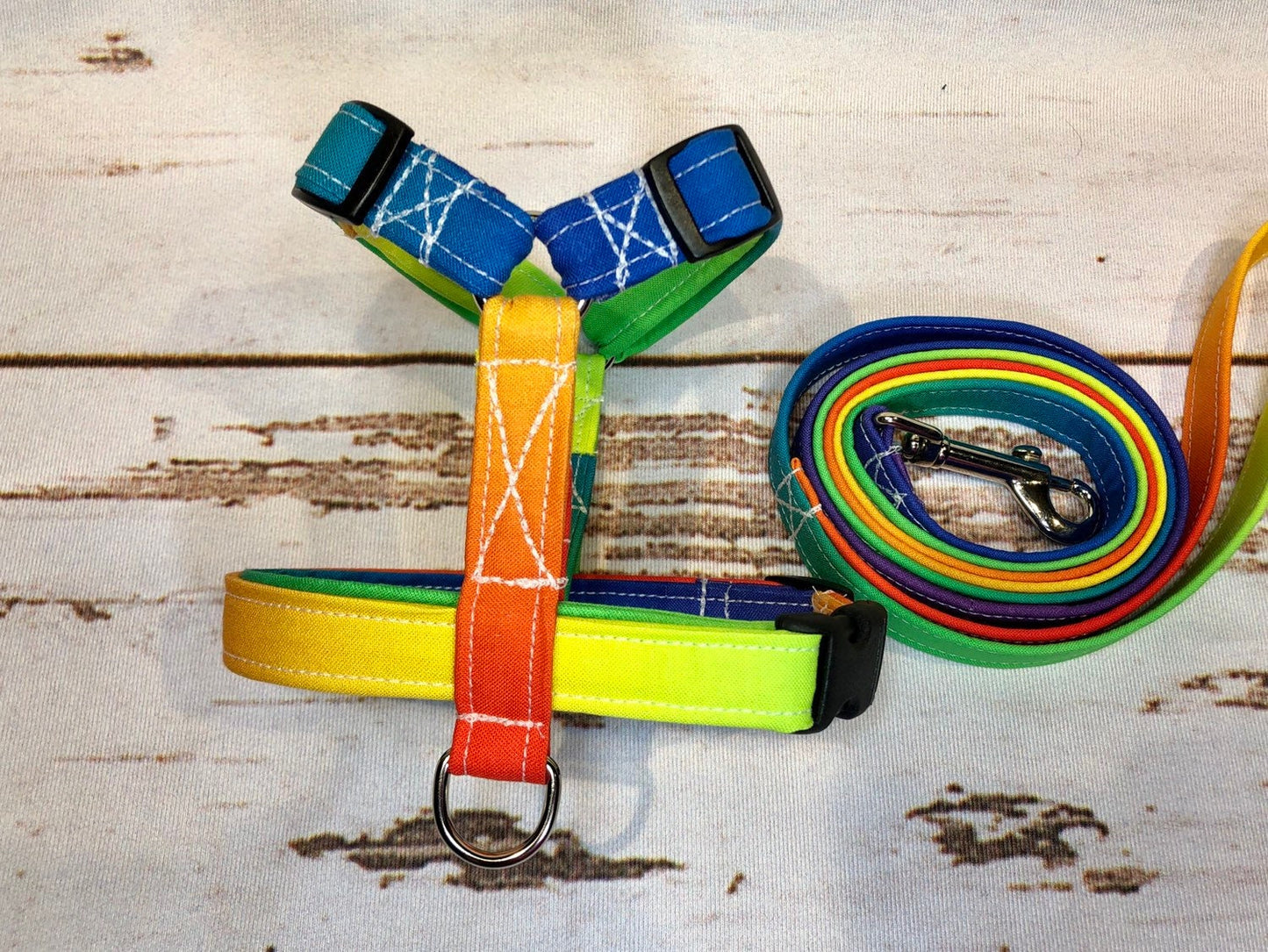 Dog harness, Harness and leash set, step in harness, standard harness, adjustable harness, rainbow dog harness, rainbow, pride, pride month