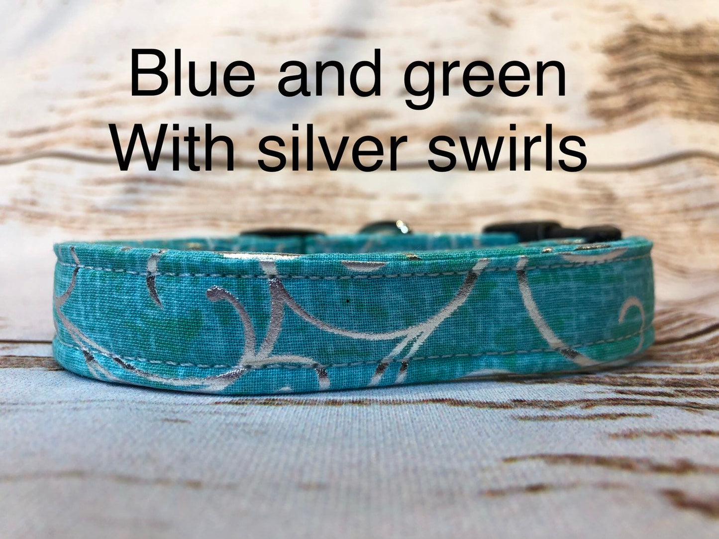Dog Collar, girl dog collar, designer dog collar, martingale, adjustable collar, buckle collar, blue dog collar, silver, green, silver swirl