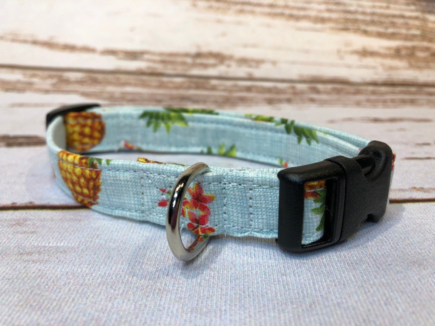 Pineapple Dog Collar, male dog collar, boy dog collar, martingale collar, martingale, adjustable collar, buckle collar, pineapple dog collar