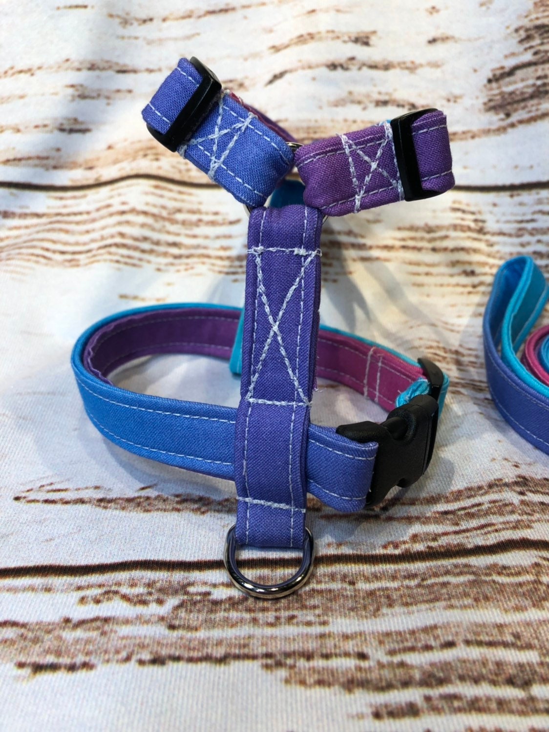 Dog harness, Harness and leash, step in harness, standard harness, adjustable harness, pastel dog harness, pink, purple, blue, gradient