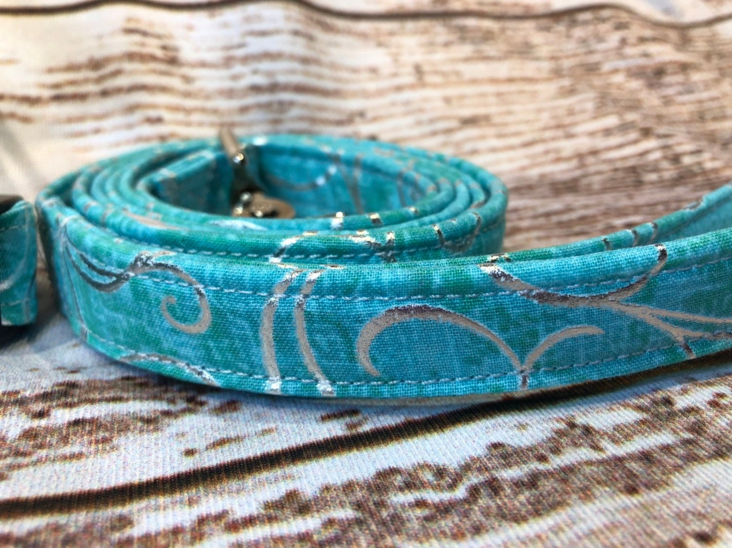 Dog harness, Harness and leash, step in harness, standard harness, adjustable harness, blue dog harness, blue, green silver, swirl